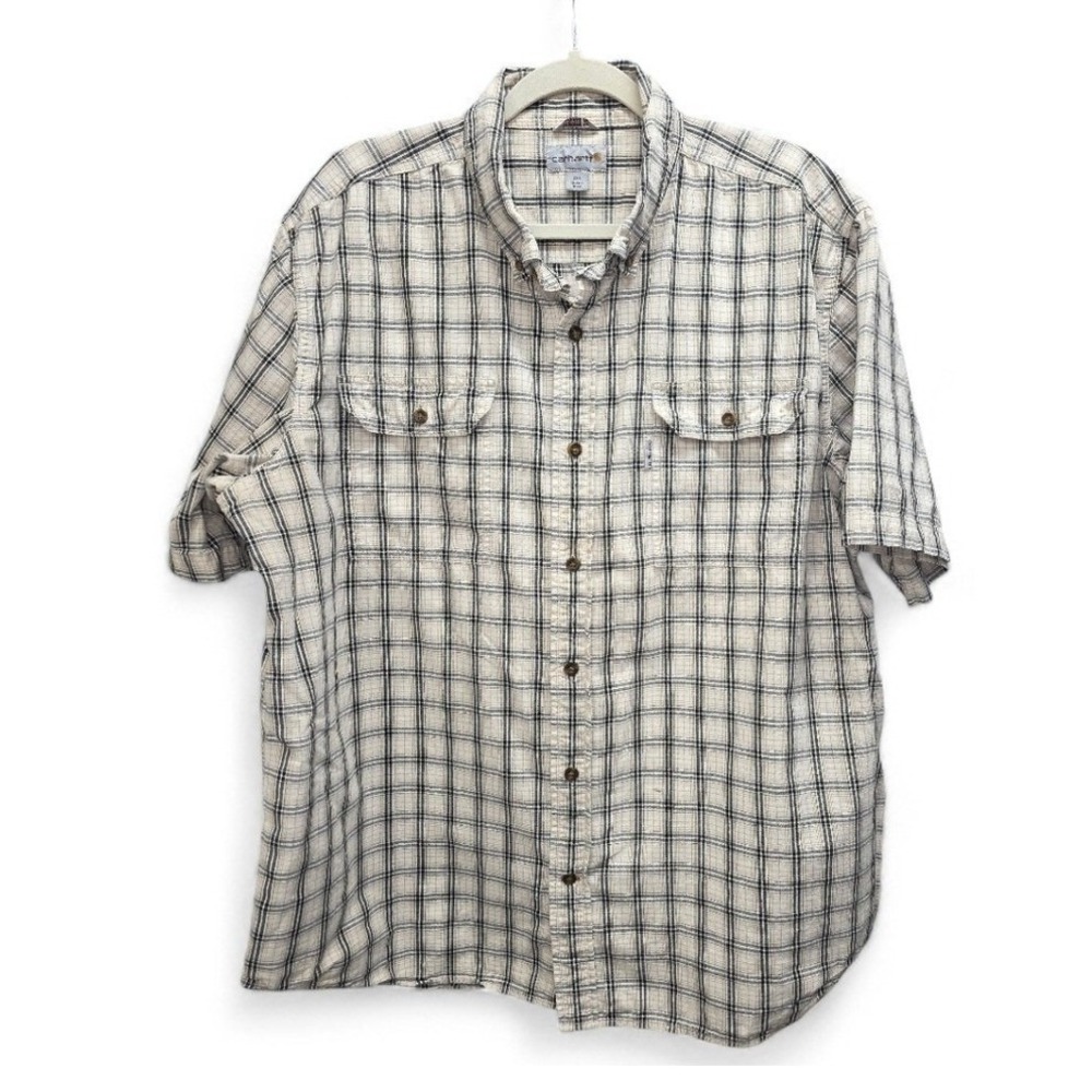 Carhartt Relaxed Fit Plaid Button-Up Shirt 2XL Rugged Outdoors Workwear Cotton